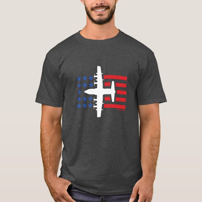 C-130 Hercules Jet Blue Stars and Red Stripes T-Shirt (Vorderseite)