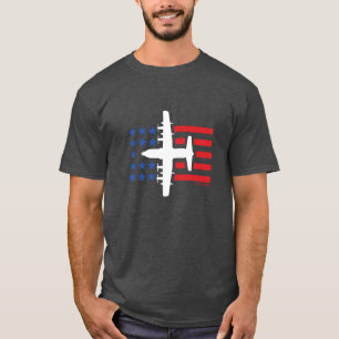 C-130 Herkules Jet-blaue Sterne und rote Streifen T-Shirt
