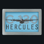 C-130 Herkules Rechteckige Gürtelschnalle<br><div class="desc">Das ehrwürdige C-130 Herkules in seinem ganzem grungy Ruhm. Begrüßen Sie diesen Veteranentransport,  wie er seinem 60. Jahr in der Luft sich nähert!</div>
