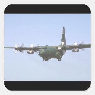 C-130 Herkules Transport_Military Flugzeuge Quadratischer Aufkleber
