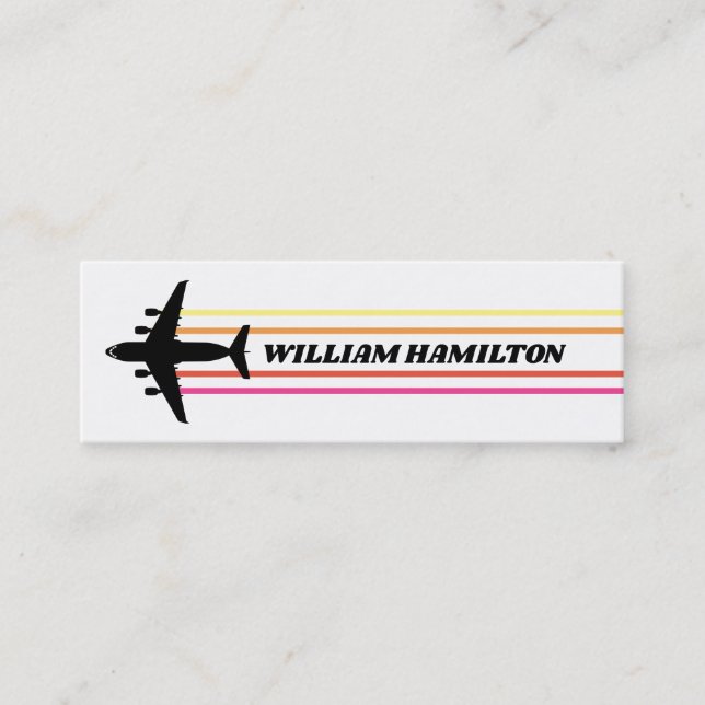 C-17 Pilot Retro Stripe Skinny Business Card Mini Visitenkarte (Vorderseite)