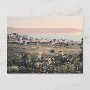 c 1890 Vintage Tiberias Israel Panorama Postkarte