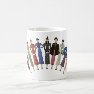 C.1930S FASHION ILLUSTRATION VINTAG! ALT! KURZ! KAFFEETASSE