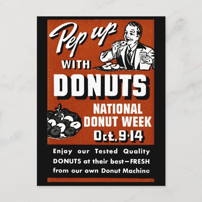 C. 1935 Pep Up with Donuts Poster Postkarte (Vorderseite)