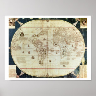 C 2487 Karte der Welt, entworfen von Sebastien Poster