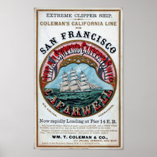 C.A.FARWELL Clipper Ship Historisches Repro-Poster Poster