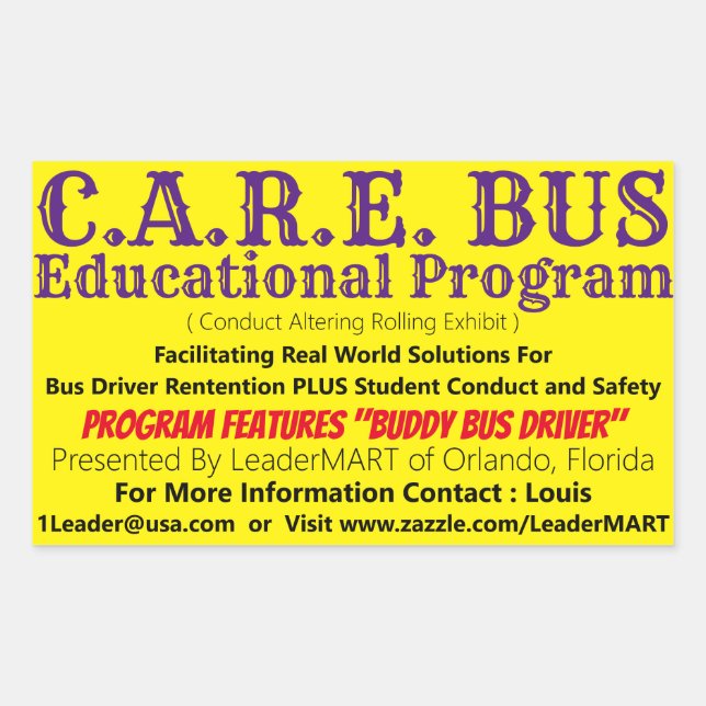 C.A.R.E. BUS Educational Program Rectangle Sticker (Vorderseite)