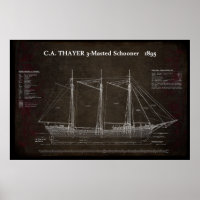 C.A. THAYER 3-Mastered Schooner Blueprint 1895
