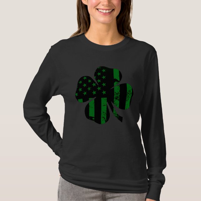 C American Flag St Patrick s day Shamrock green bl T-Shirt (Vorderseite)