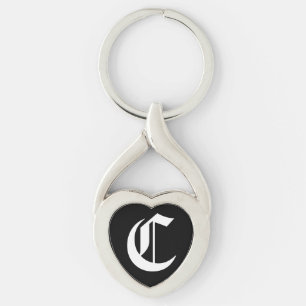 "C" Black Heart Keychain Schlüsselanhänger