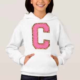 C - Bubblegum Glitzer Varsity Letter Patches auf W Hoodie