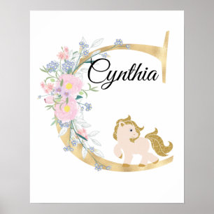 C Buchstabe personalisierter Name Monogramm mit Po Poster
