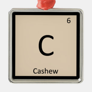 C - Cashewnuss Chemie Periodensystem Symbol Ornament Aus Metall
