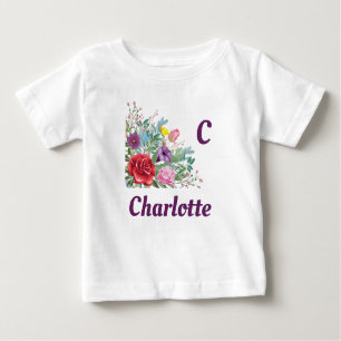 C Charlotte Personalisieren Buchstabenname, Rose B Baby T-shirt