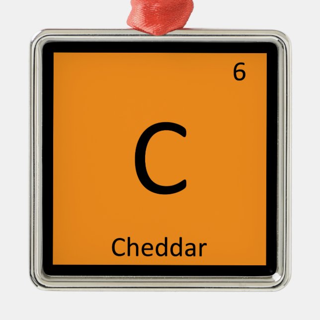 C - Cheddar-Käse-Chemie-Periodensystem-Symbol Silbernes Ornament (Vorne)