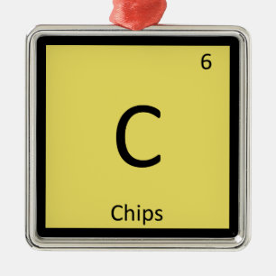 C - Chips Snack Chemistry Periodic Table Symbol Silbernes Ornament