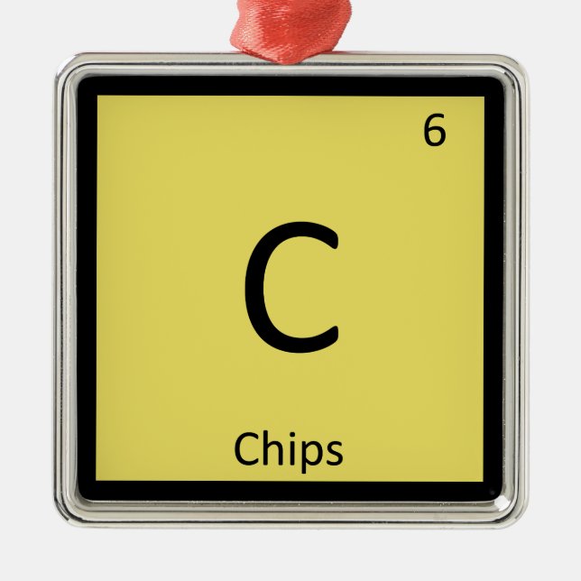 C - Chips Snack Chemistry Periodic Table Symbol Silbernes Ornament (Vorne)