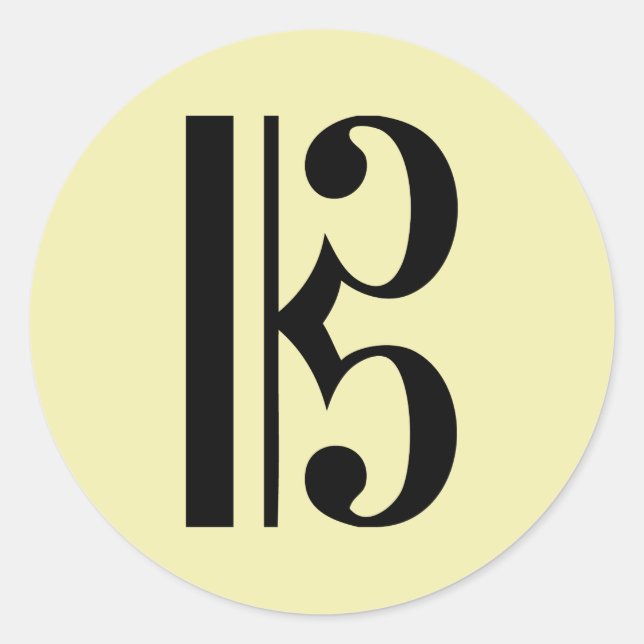 C-Clef Music Symbol Runder Aufkleber (Vorderseite)