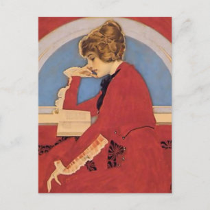 C Coles Phillips "A Good Book" Girl of Fadeaway Postkarte
