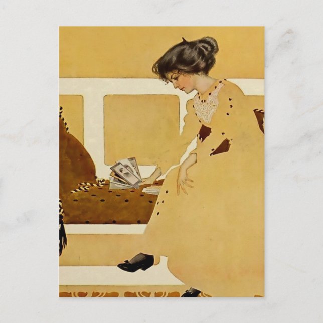C Coles Phillips "Fadeaway Girl" "Discarding" Postkarte (Vorderseite)