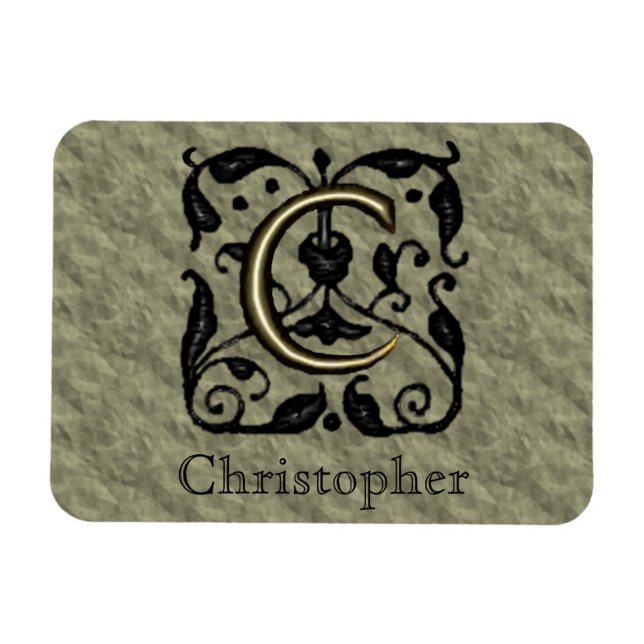 C - Embossed Vintag Monogram (Gold) Magnet (Horizontal)