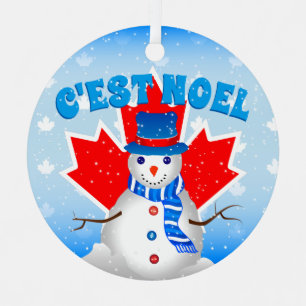 C. EST WEIHNACHTEN Canadian Maple Leaf Snowman Wei Ornament Aus Metall