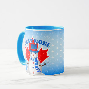 C. EST WEIHNACHTEN Canadian Maple Leaf Snowman Wei Tasse