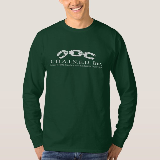 C.H.A.I.N.E.D. Inc. Logo-lange Hülse (weißer T-Shirt (Vorderseite)