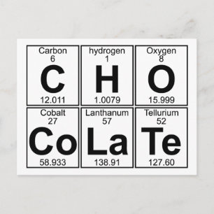 C-H-O-Co-La-Te (Schokolade) - Vollständig Postkarte