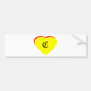 "C" Herz-Gelb-Hochzeit Einladung des MUSEUMS Autoaufkleber