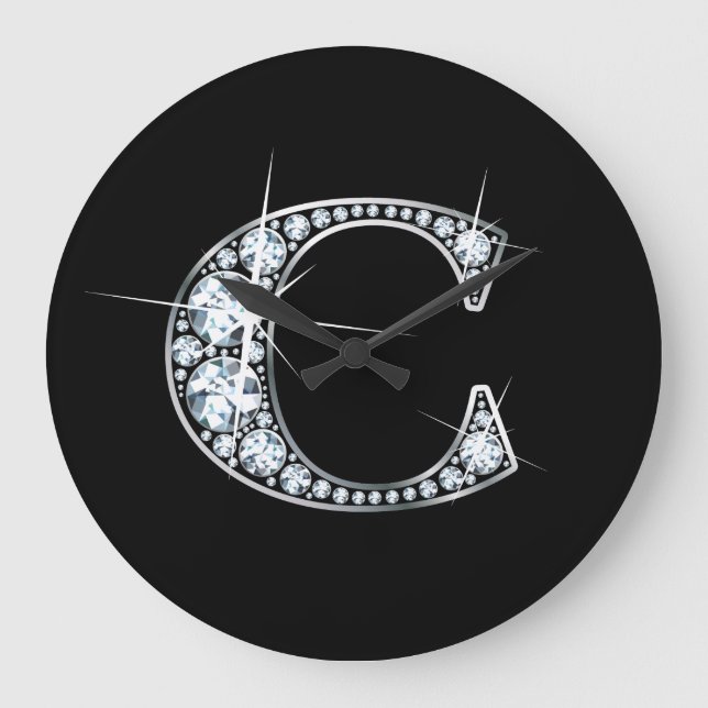 C-Imitate-"Diamant"-Monogramm Große Wanduhr (Vorderseite)
