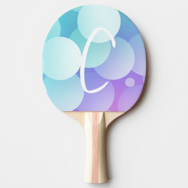 C Initial Name Bubbles Games Paddle Blue Lila Tischtennis Schläger (Vorderseite)