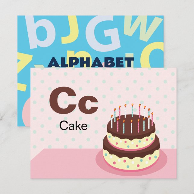 C ist für Cake - Alphabet Flash Card Postkarte (Vorne/Hinten)
