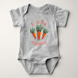C ist für Carrots Bunch Orange Gemüsegarie Baby Strampler