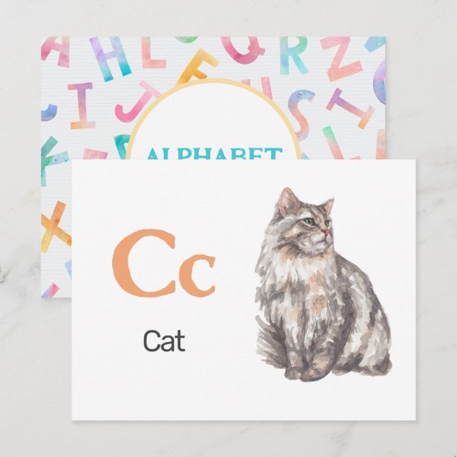 C ist für Cat - Alphabet Flash Card Postkarte (Vorne/Hinten)