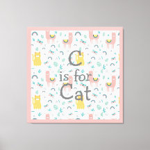 C ist für Cat Boho Niedlich Alapaca Pink Trim Kind