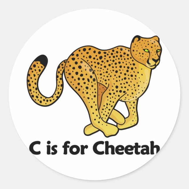 C ist für Cheetah Runder Aufkleber (Vorderseite)