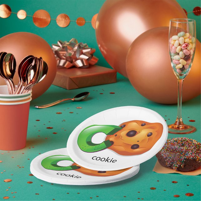 C ist für Cookie Alphabet Letter Chocolate Chip Pappteller (Von Creator hochgeladen)