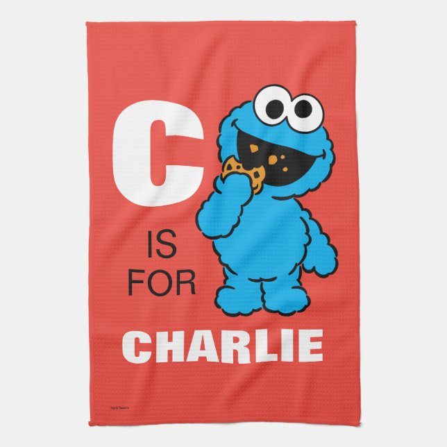 C ist für Cookie Monster | Name hinzufügen Geschirrtuch (Vertikal)