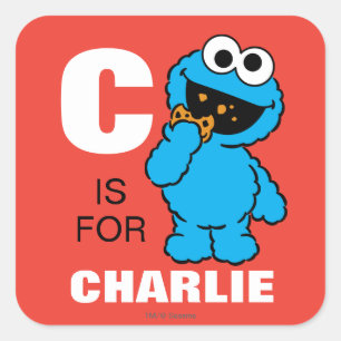 C ist für Cookie Monster Name hinzufügen Quadratischer Aufkleber