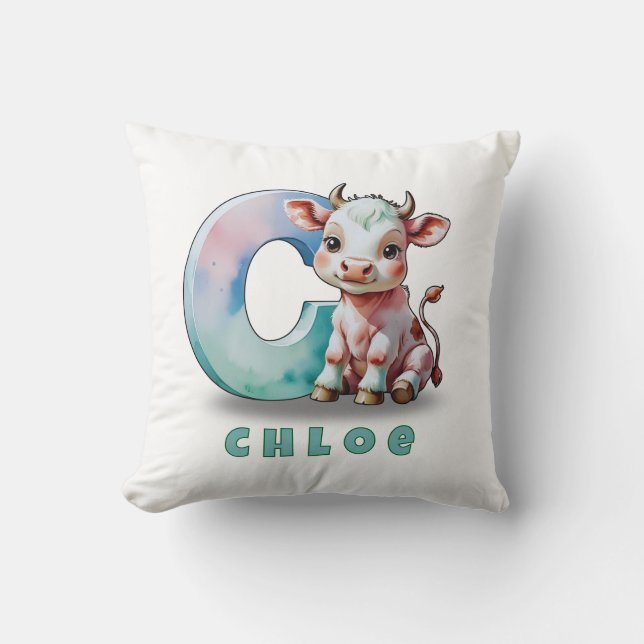 C ist für Kuh - Baby Throw Pillow Kissen (Vorderseite)