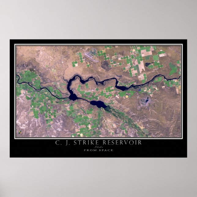 C J Strike Reservoir Idaho Satellite Poster Karte (Vorne)