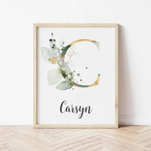 C Letter Monogram Greenerity Kinderzimmer Name Wal Poster