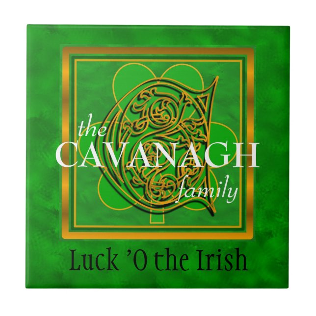 C "Luck of the Irish" Family Custom Monogram Tile Fliese (Vorderseite)