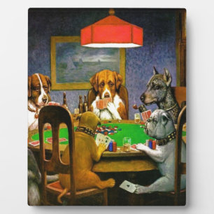 C.M. Coolidge Dogs Pets Poker-Karten-Spaß-Schicksa Fotoplatte