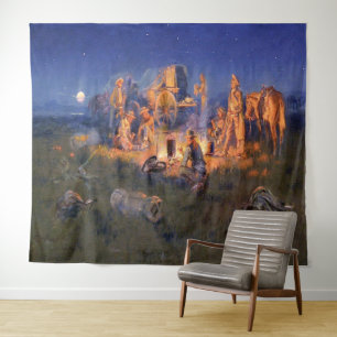 C M Russell Laugh tötet einsamen Western Wandteppich