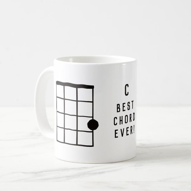 C Major Best Chord Ever Ukulele Kaffeetasse (Vorderseite Links)