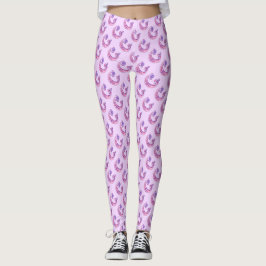 C mit Monogramm lila rosa gemusterte Leggings