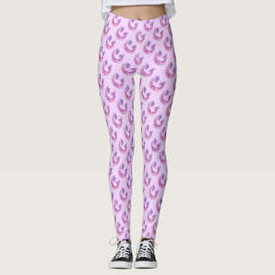 C mit Monogramm lila rosa gemusterte Leggings