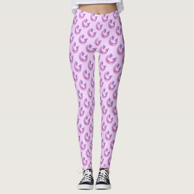 C mit Monogramm lila rosa gemusterte Leggings (Vorderseite)